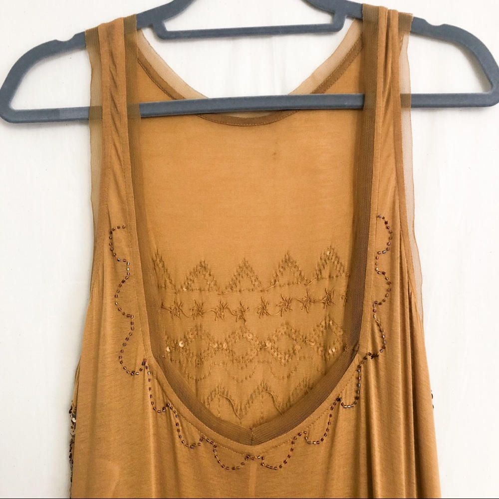 Free People Mustard Yellow Beaded Maxi Tunic Dress - Picture 6 of 7